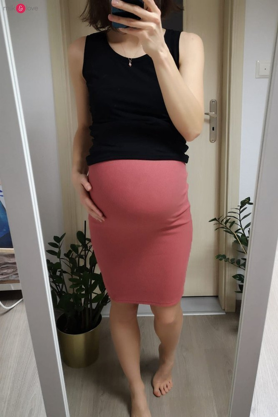 Spódnica ciążowa Tummy z dzianiny w prążki Milk&Love mięta
