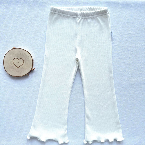 Legginsy prążek dzwony Mamatti LJ802 97% bawełna elastyczne - ecru