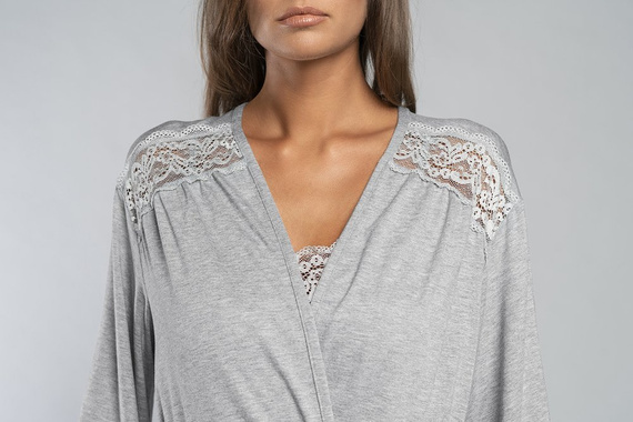 Samaria Szlafrok Italian Fashion rękaw 3/4 - szary