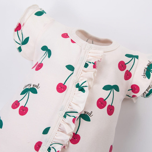 Rampers Cherry Eevi dziewczęcy bawełna 95% wygodny na lato