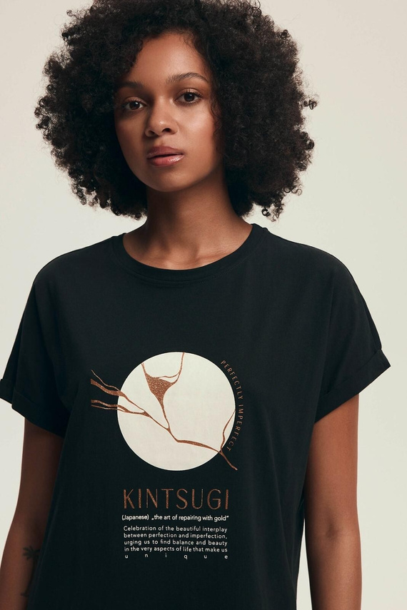 Koszula nocna 43729 Dairoku Henderson czarna– bawełna, krótki rękaw, wygodny fason