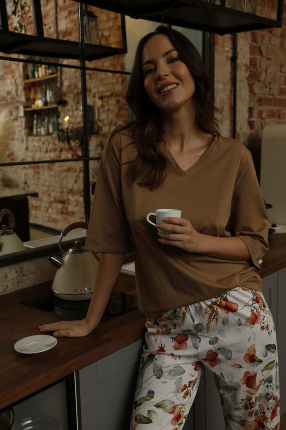 86666 Marcella Bluzka piżamowa Mewa beżowy 