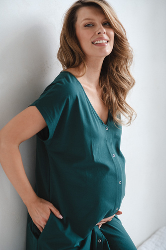 Koszula do porodu i karmienia Born of Love Milk&Love napy butelkowa zieleń