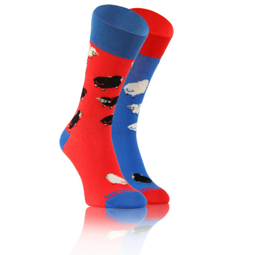 Baranki Owieczki Skarpety długie finest cotton dwie różne Sesto Senso niebieski  