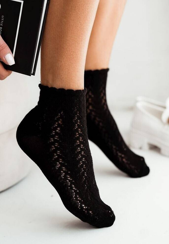 0989-001 Skarpety damskie Ażurowe Milena -czarny