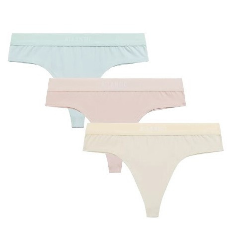 3CLP-013 Thongs Stringi damskie Atlantic - beżowy-waniliowy-niebieski
