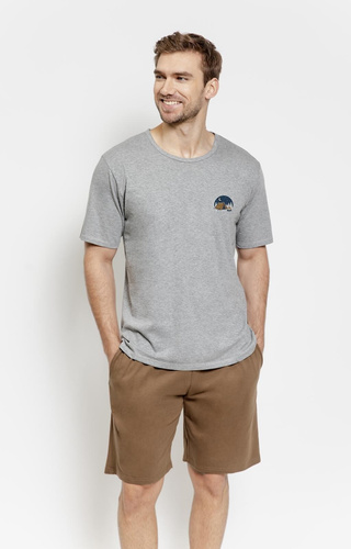 Piżama męska 3576/3577 Gabriel – bawełniana, krótki rękaw, kieszenie ciemny melanż