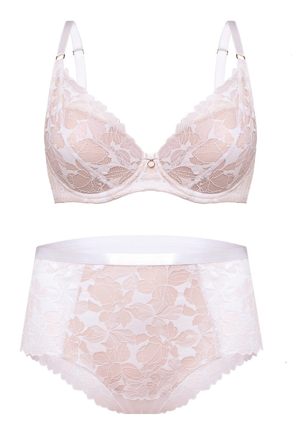 Figi wysokie Hanna DW56 Nipplex białe, pełny krój, koronkowe, modelujące