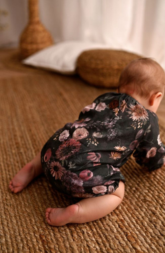 Mystery of Flowers Body niemowlęce bambusowe długi rękaw Makaszka – 100% bambus