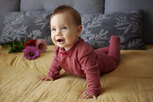 03218B "ROSES" Body baby z długim rękawem Makoma bordowy (w)