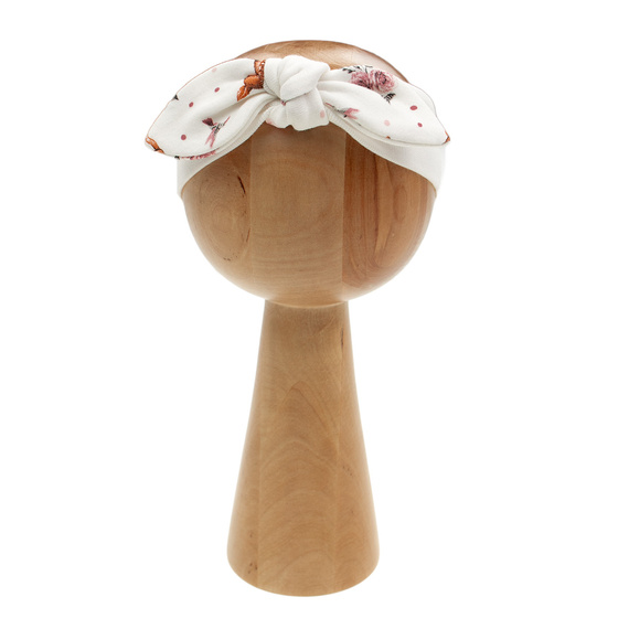 216065 Lala Opaska Nicol – kremowa bawełna z dużą kokardą