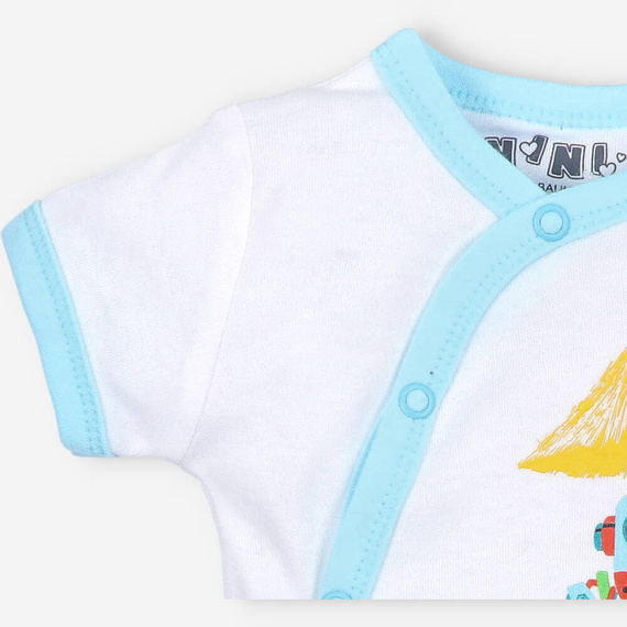 ABN-2927/BIA Summer Robots Body kopertowe z krótkim rękawem Nini biały