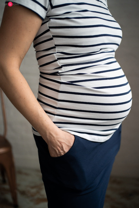 Milk Shirt Bluzka do karmienia i ciążowa z krótkim rękawem Milk&Love w cienkie paski