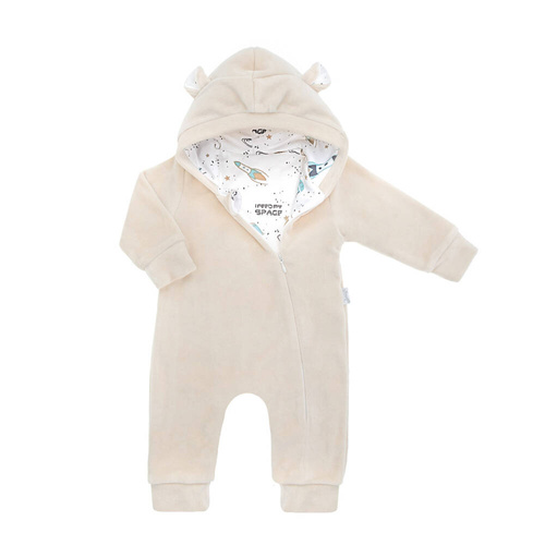 141293 Pajac welurowy z podszewką Nicol - beżowy