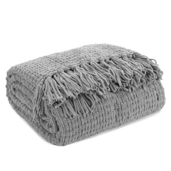 Suzi Koc narzuta tkana z frędzlami Eurofirany popielaty