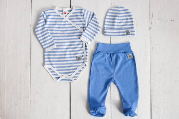 03247N "Greco": Body dzidziuś z długim rękawem Makoma niebieski