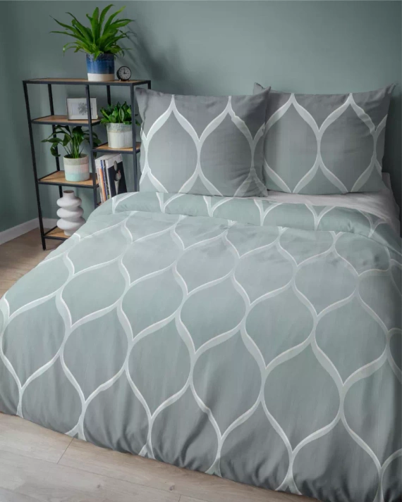 5221 A Pościel satynowa geometryczny Detexpol szary 