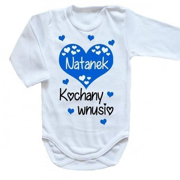"KOCHANY WNUSIO z imieniem" Body długi rękaw Moocha biały