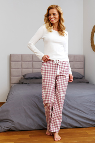 Doctor Nap 7302 – Piżama damska z długim rękawem i spodniami w kratę