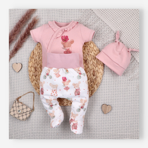 ABN-5684 Body niemowlęce Nini Małe Myszki organiczna bawełna kopertowe krótki rękaw