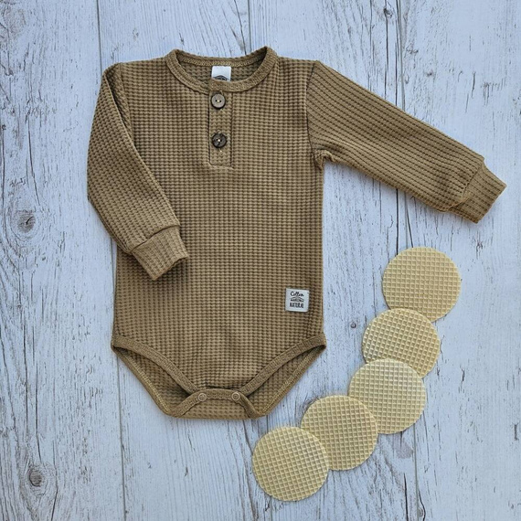 03249DRPC "Natural Waffel" Body polo z długim rękawem Makoma camel 