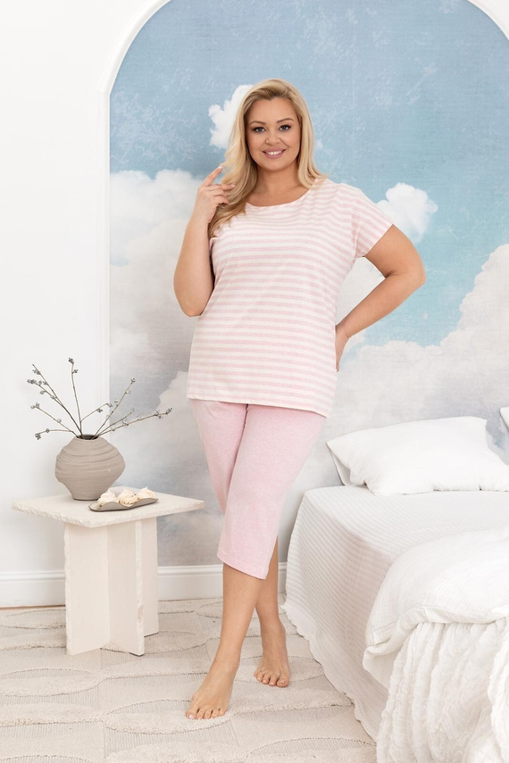  Regina 4013 bawełniana piżama damska paski 3/4 wygodna