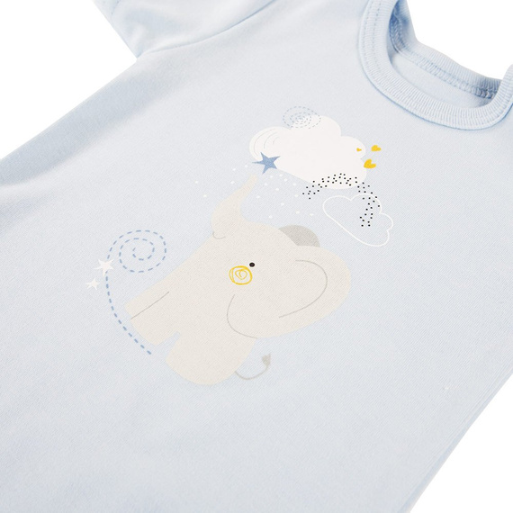 Mellow Body z krókim rękawem z nadrukiem Ewa Klucze- niebieski