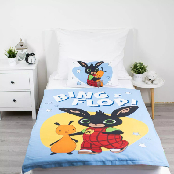 Pościel bawełniana do łóżeczka Królik Bing  100x135 Jerry Fabrics z zamkiem