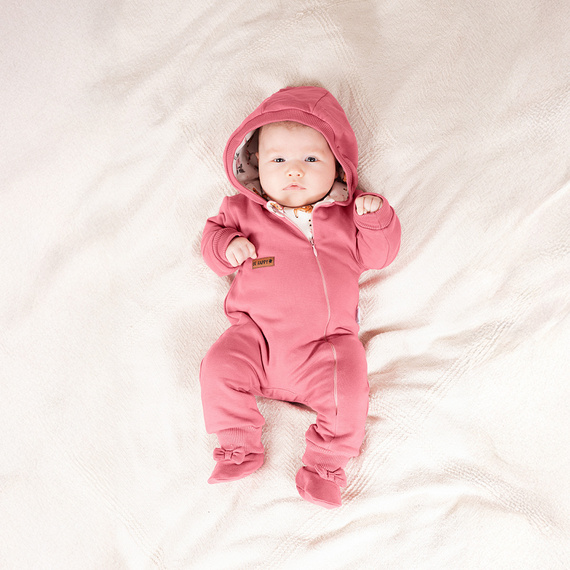 216271 Lala Pajac dresowy z podszewką Nicol – różowy kombinezon niemowlęcy, rozmiar 56-68
