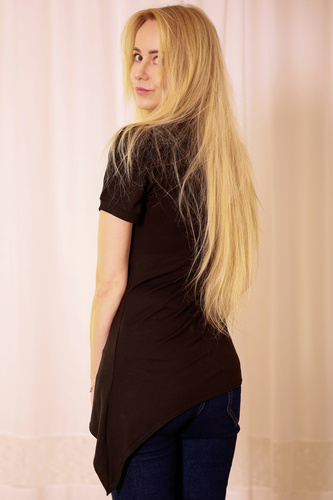 Aria Bluzka Mirale – wiskoza, asymetryczna, dekolt V - czarny