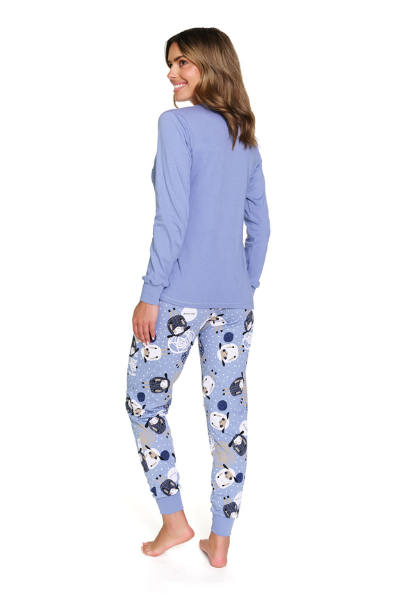 7346 Piżama damska Doctor Nap – 100% bawełna, niebieska w owce - sheep