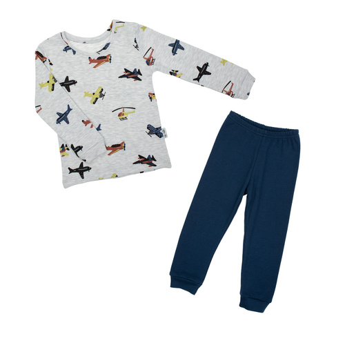 219036 Willy Piżama dziecięca Nicol – bawełna, długi rękaw, samoloty