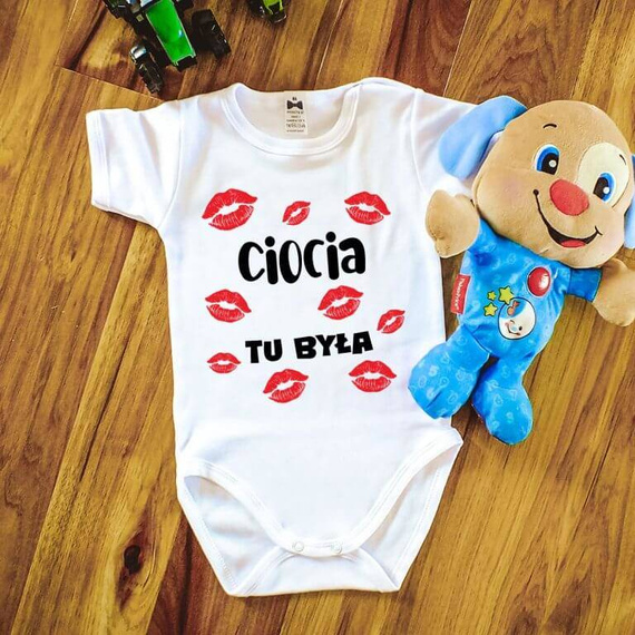 "WUJEK tu był" body niemowlęce króki rękaw Moocha biały