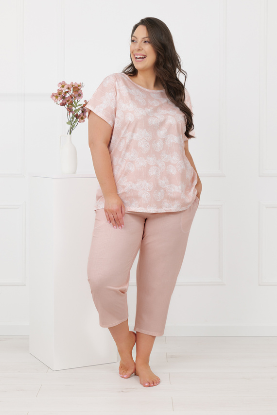 Piżama Kalina Italian Fashion – 100% bawełna, 3/4- łososiowy