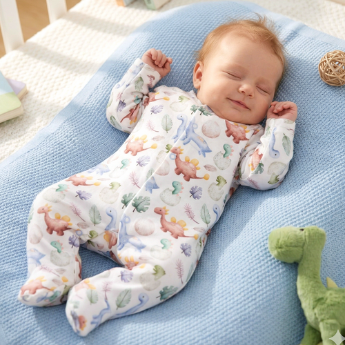 ABN-5567 Dino Explorer Pajac niemowlęcy Nini | Bawełna organiczna, zapięcie na napy