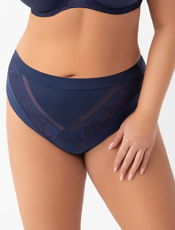 K 971 Astrid Figi damskie Gorsenia – granatowe, koronka i tiul