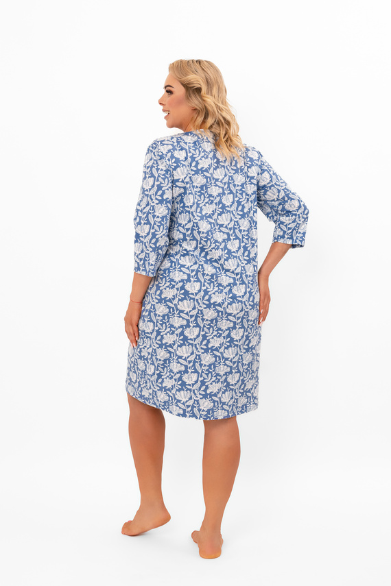 Koszula nocna damska Bisali – bawełna, ¾ rękaw, kwiatowy wzór Italian Fashion