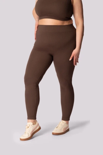 Ribbed legginsy damskie prążek Mona caffe