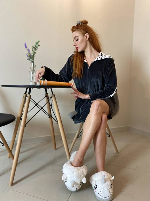 438 Marisol Szlafrok damski - grafitowy