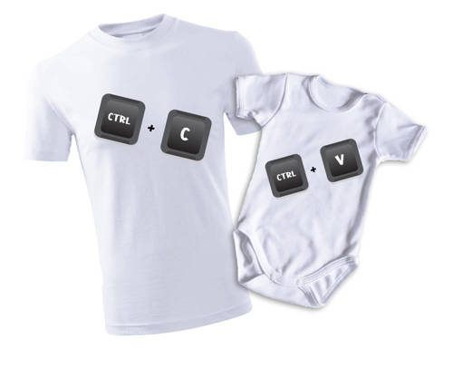"CTRL+C CTRL+V" Komplet dla taty i syna/córki koszulka + body Moocha