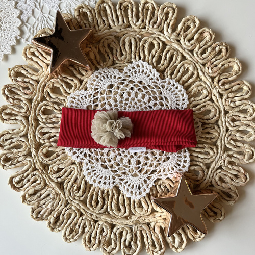 Mamatti Opaska Dziewczęca Świąteczna OK01 Merry Christmas – Czerwona, Elegancka Opaska dla Dziewczynki