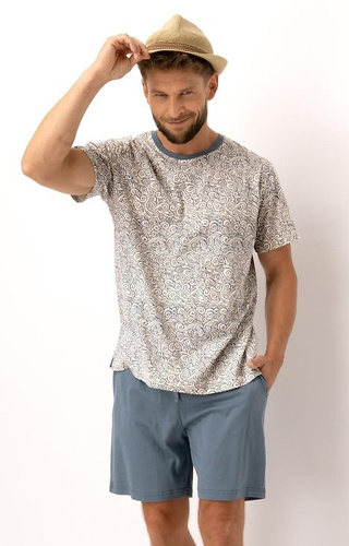 MNS 748 Piżama Męska Key - ecru- jeans