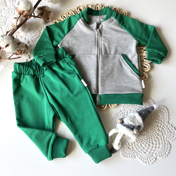 Mamatti Komplet Dresowy DR06 Merry Christmas – Zielono-Szary, Chłopięcy, Bawełna