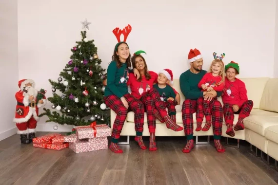 Narwik Piżama Męska długi rękaw, długie spodnie Italian Fashion-  czerwony/druk