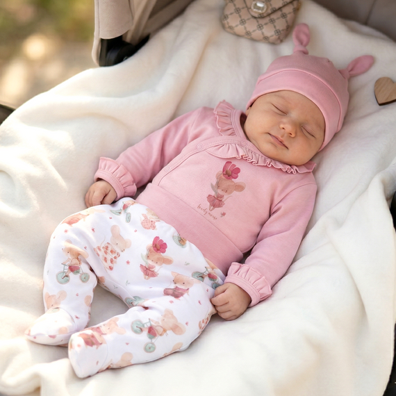 ABN-5703 Nini Czapka Niemowlęca Małe Myszki 100% Bawełna Organiczna – Polska Jakość