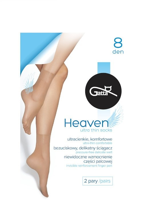 Skarpetki Gatta Heaven 8 den nero– bezuciskowe, pakowane po 2 pary, ultracienkie