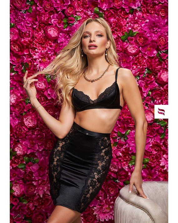 Blanita Komplet Biustonosz + spódniczka Obsessive czarny