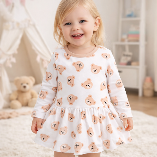  ABN-5362 Sweet Bears Sukienka z bawełny organicznej Nini 