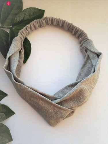 Opaska do włosów na gumce Milk&Love szary melanż