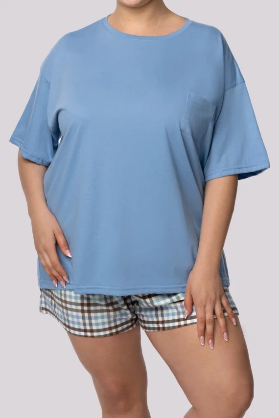 Joy shortsleeve Piżama damska Mona azure blue